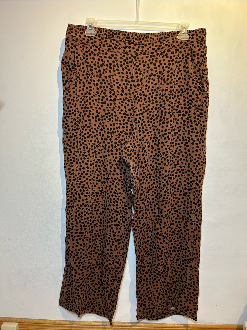 Old Navy Brown with Black Leopard Wide-Leg Pull-On Pants